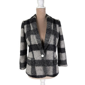 Banana Republic Heritage Collection Gray Black Plaid Wool Jacket Blazer Size 6